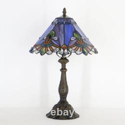 Vintage Tiffany Style Purple Baroque Stained Glass Table Lamp 19 Bedside Light