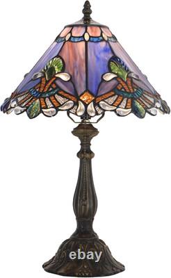 Vintage Tiffany Style Purple Baroque Stained Glass Table Lamp 19 Bedside Light