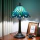 Vintage Tiffany Style Sea Blue Stained Glass Table Lamp Bedside Desk Light