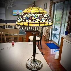 Vintage Tiffany Style Stained Glass 27.5 Table Desk Lamp