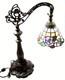 Vintage Tiffany Style Stained Glass Bridge Arm Table Desk Reading Art Deco Lamp