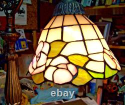 Vintage Tiffany Style Stained Glass Bridge Arm Table Desk Reading Art Deco Lamp