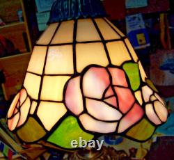 Vintage Tiffany Style Stained Glass Bridge Arm Table Desk Reading Art Deco Lamp