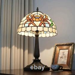Vintage Tiffany Style Stained Glass Crab Table Lamp Coastal Bedside Nightlight