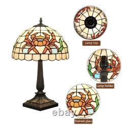Vintage Tiffany Style Stained Glass Crab Table Lamp Coastal Bedside Nightlight