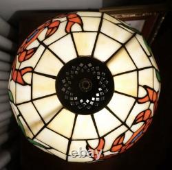 Vintage Tiffany Style Stained Glass Crab Table Lamp Coastal Bedside Nightlight