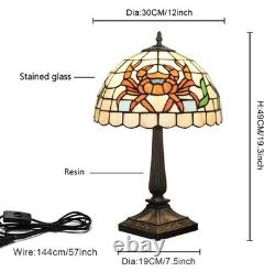 Vintage Tiffany Style Stained Glass Crab Table Lamp Coastal Bedside Nightlight