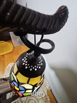 Vintage Tiffany Style Stained Glass Dragonfly Cat Butterfly Table Lamp 15