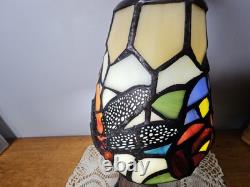 Vintage Tiffany Style Stained Glass Dragonfly Cat Butterfly Table Lamp 15