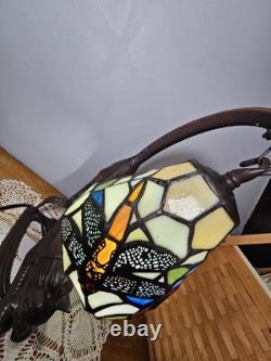 Vintage Tiffany Style Stained Glass Dragonfly Cat Butterfly Table Lamp 15