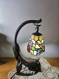 Vintage Tiffany Style Stained Glass Dragonfly Cat Butterfly Table Lamp 15