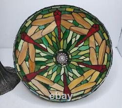 Vintage Tiffany Style Stained Glass Dragonfly Lamp 19