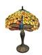 Vintage Tiffany Style Stained Glass Dragonfly Table Lamp 22 X 17 In Working