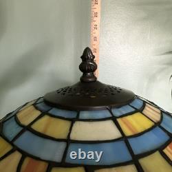 Vintage Tiffany Style Stained Glass Dragonfly Table Lamp 22 x 17 in Working