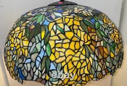 Vintage Tiffany Style Stained Glass Floral Table Lamp