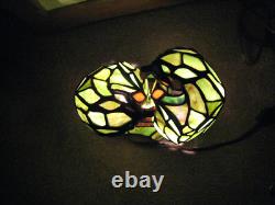 Vintage Tiffany Style Stained Glass Look Love Birds Parrots Table Lamp 11