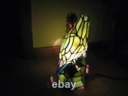 Vintage Tiffany Style Stained Glass Look Love Birds Parrots Table Lamp 11