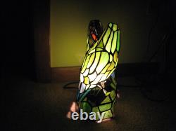 Vintage Tiffany Style Stained Glass Look Love Birds Parrots Table Lamp 11