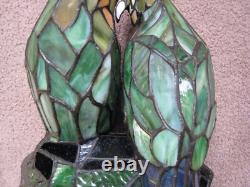 Vintage Tiffany Style Stained Glass Look Love Birds Parrots Table Lamp 11