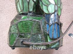 Vintage Tiffany Style Stained Glass Look Love Birds Parrots Table Lamp 11