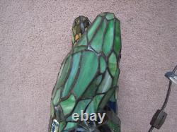 Vintage Tiffany Style Stained Glass Look Love Birds Parrots Table Lamp 11