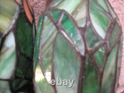 Vintage Tiffany Style Stained Glass Look Love Birds Parrots Table Lamp 11