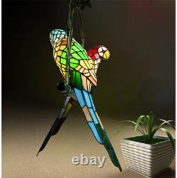 Vintage Tiffany Style Stained Glass Parrot 2 Bird Shade Chandelier Pendant lamp