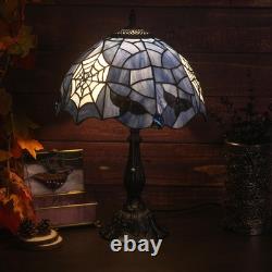 Vintage Tiffany Style Stained Glass Spider Table Lamp Gothic Halloween Light 19