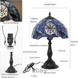 Vintage Tiffany Style Stained Glass Spider Table Lamp Gothic Halloween Light 19