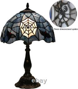 Vintage Tiffany Style Stained Glass Spider Table Lamp Gothic Halloween Light 19
