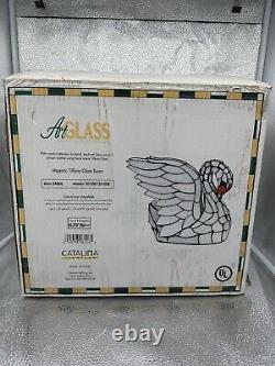Vintage Tiffany Style Stained Glass Swan Lamp OPEN BOX NEW