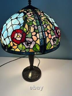 Vintage Tiffany Style Stained Glass Table Lamp