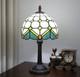 Vintage Tiffany Style Stained Glass Table Lamp Bedside Lamp Green Accent Light