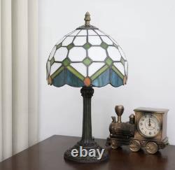 Vintage Tiffany Style Stained Glass Table Lamp Bedside Lamp Green Accent Light