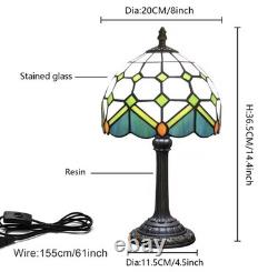 Vintage Tiffany Style Stained Glass Table Lamp Bedside Lamp Green Accent Light