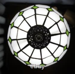 Vintage Tiffany Style Stained Glass Table Lamp Bedside Lamp Green Accent Light