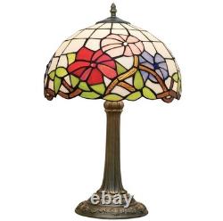 Vintage Tiffany Style Stained Glass Table Lamp Floral Bedside Light 19 Decor