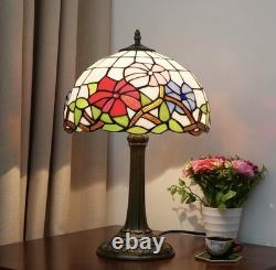 Vintage Tiffany Style Stained Glass Table Lamp Floral Bedside Light 19 Decor