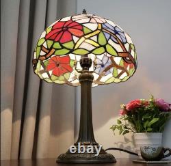 Vintage Tiffany Style Stained Glass Table Lamp Floral Bedside Light 19 Decor