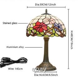 Vintage Tiffany Style Stained Glass Table Lamp Floral Bedside Light 19 Decor