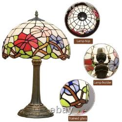 Vintage Tiffany Style Stained Glass Table Lamp Floral Bedside Light 19 Decor