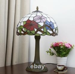 Vintage Tiffany Style Stained Glass Table Lamp Floral Bedside Light 19 Decor