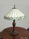 Vintage Tiffany Style Stained Glass Table Lamp Light W Ornate Metal Base