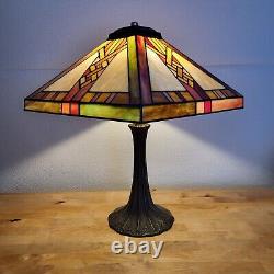 Vintage Tiffany Style Stained Glass Table Lamp Mission 19 Tall