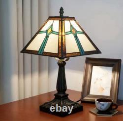 Vintage Tiffany Style Stained Glass Table Lamp Shade Bedside Desk Light Decor