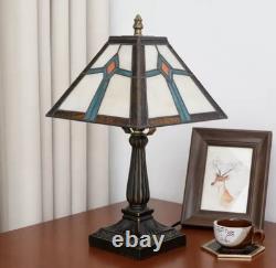 Vintage Tiffany Style Stained Glass Table Lamp Shade Bedside Desk Light Decor