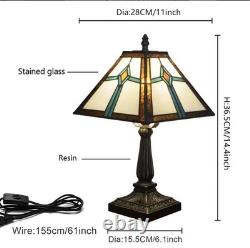 Vintage Tiffany Style Stained Glass Table Lamp Shade Bedside Desk Light Decor