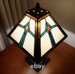 Vintage Tiffany Style Stained Glass Table Lamp Shade Bedside Desk Light Decor