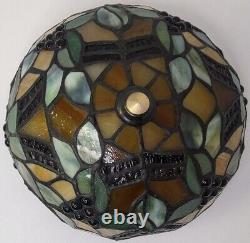 Vintage Tiffany Style Stained Round Glass Flush Mount Ceiling Light Lamp Fixture