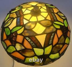 Vintage Tiffany Style Stained Round Glass Flush Mount Ceiling Light Lamp Fixture